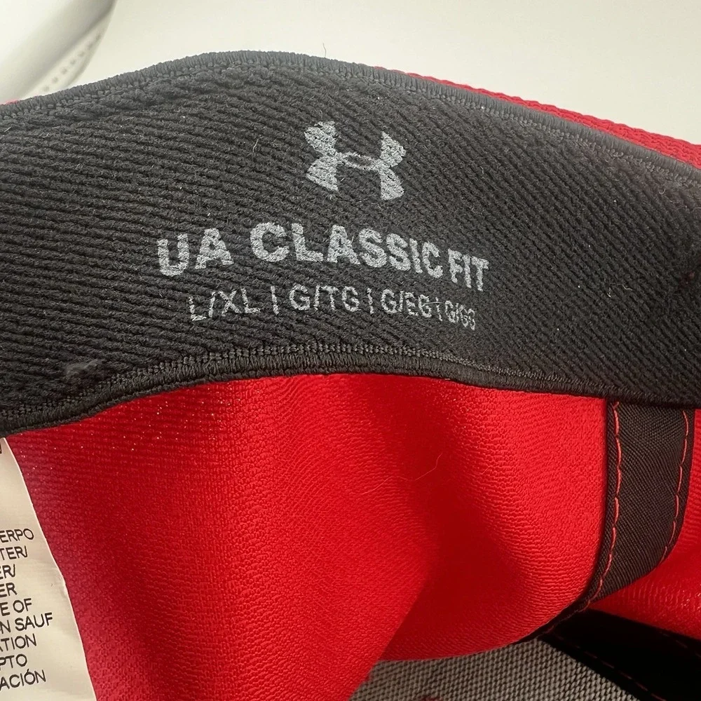 Under Armour Blitzing Stretch Fit Hat L/XL Red Black UA Classic Fit Cap